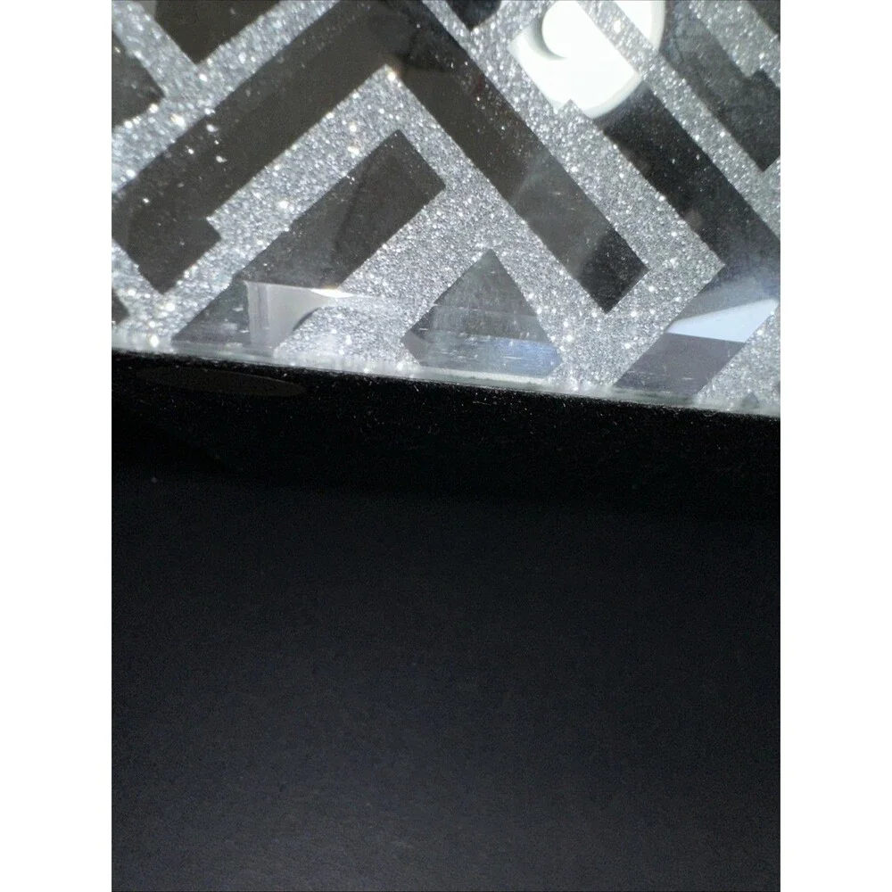 Jewelry Box Storehouse Mirrored Glass Design Trinket Black Velvet Lining Ribbon